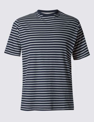 Regular Fit Pure Cotton Striped Stay Soft T-Shirt with StayNEW&trade;